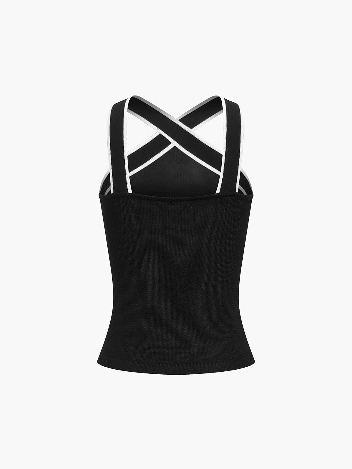 Stijlvolle Gebreide Top Voor Modebewuste Vrouwen – Contrastkleurige Bies, Verstelbare Bandjes & Ademend Comfort Voor Elke Gelegenheid.