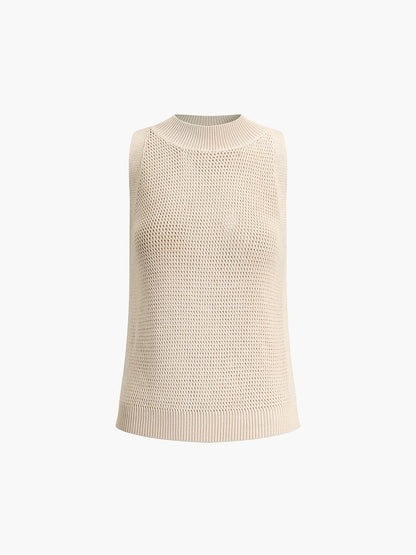 Gebreide Hollow Solid Tanktop Voor Modebewuste Vrouwen – Luxe Zachte Stof, Tijdloos Ontwerp & Ideaal Voor Zomerse Avonden Of Casual Uitjes.