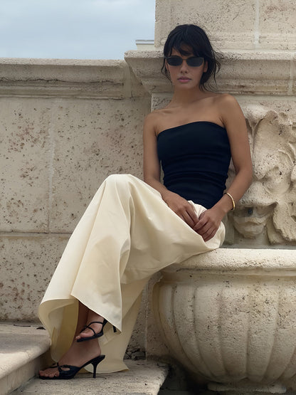 Elegante Contrastkleur Tube Lange Jurk Voor Vrouwen – Luxe Stof, Flatterende Pasvorm & Ideaal Voor Feestelijke Gelegenheden.