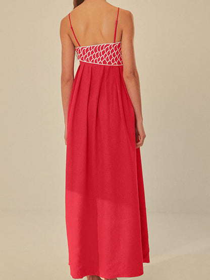 Elegante Semi-Doorzichtige Cami Jurk Voor De Modebewuste Vrouw – Geborduurd Detail, Lichtgewicht Materialen & Perfect Voor Zomerse Avonden.