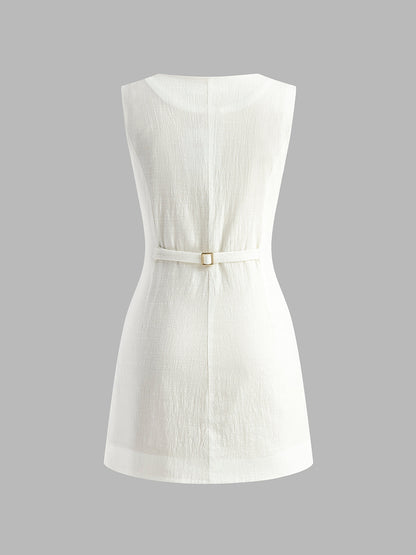 Katoenen Knoop-Voorkant Kort Jurk Voor Modebewuste Vrouwen – Ademende Stoffen, Flatterende Pasvorm & Ideaal Voor Zomerse Uitjes.