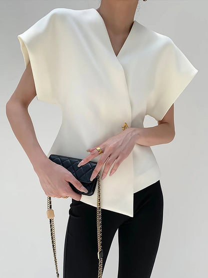Stijlvolle V-Hals Blouse Voor Modebewuste Vrouwen – Elegante Knopen, Uitstekende Pasvorm & Perfect Voor Zowel Dagelijks Gebruik Als Speciale Gelegenheden.