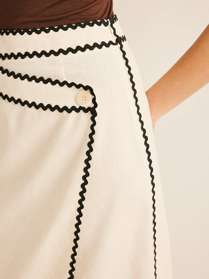 Elegante Midi Rok Van Katoen En Linnen Voor Modebewuste Vrouwen – Ademend, Lichtgewicht & Perfect Voor Zomerse Outfits En Speciale Gelegenheden.