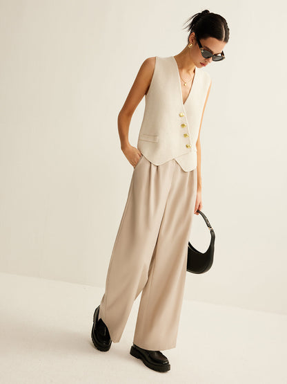 Getailleerd Gilet Voor Dames – Mouwloos, Goudkleurige Knopen & Zomerklassieker