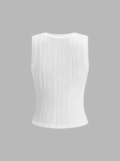 Elegante Tanktop Met Golvende Textuur Voor Modebewuste Vrouwen – Ademende Stof, Tijdloos Ontwerp & Perfect Voor Zomerse Uitjes.