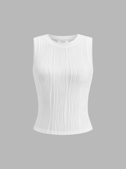 Elegante Tanktop Met Golvende Textuur Voor Modebewuste Vrouwen – Ademende Stof, Tijdloos Ontwerp & Perfect Voor Zomerse Uitjes.