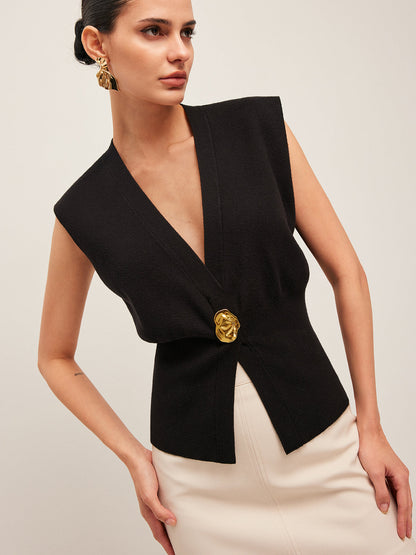 Stijlvol V-Hals Gebuttonde Trui Vest Voor Modebewuste Vrouwen – Luxe Stoffen, Veelzijdige Kleur & Elegante Casual Look Voor Elke Gelegenheid.