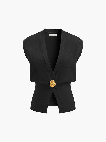 Stijlvol V-Hals Gebuttonde Trui Vest Voor Modebewuste Vrouwen – Luxe Stoffen, Veelzijdige Kleur & Elegante Casual Look Voor Elke Gelegenheid.