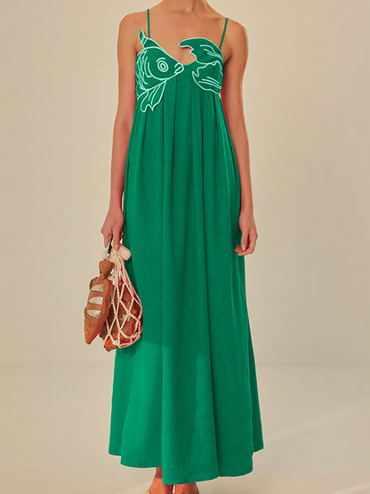 Elegante Semi-Doorzichtige Cami Jurk Voor De Modebewuste Vrouw – Geborduurd Detail, Lichtgewicht Materialen & Perfect Voor Zomerse Avonden.