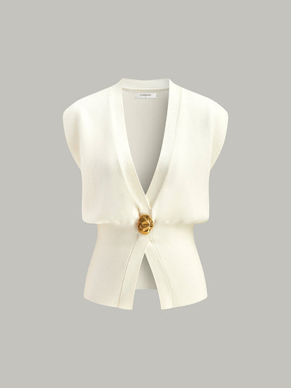 Stijlvol V-Hals Gebuttonde Trui Vest Voor Modebewuste Vrouwen – Luxe Stoffen, Veelzijdige Kleur & Elegante Casual Look Voor Elke Gelegenheid.