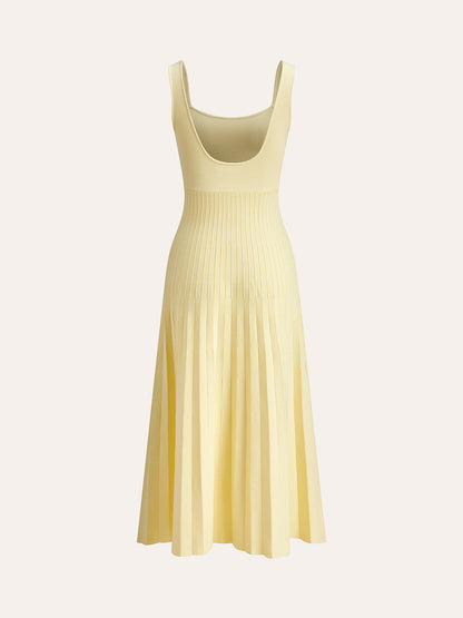 Elegante Geribbelde Jurk Voor Dames – Comfortabele Brei, Stijlvolle Vierkante Hals & Perfect Voor Zowel Dagelijkse Draag Als Avonduitjes.