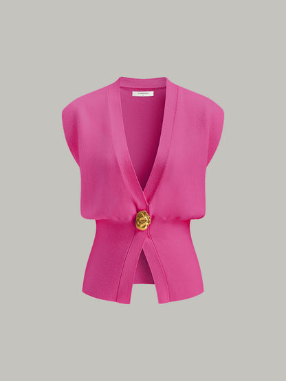 Stijlvol V-Hals Gebuttonde Trui Vest Voor Modebewuste Vrouwen – Luxe Stoffen, Veelzijdige Kleur & Elegante Casual Look Voor Elke Gelegenheid.