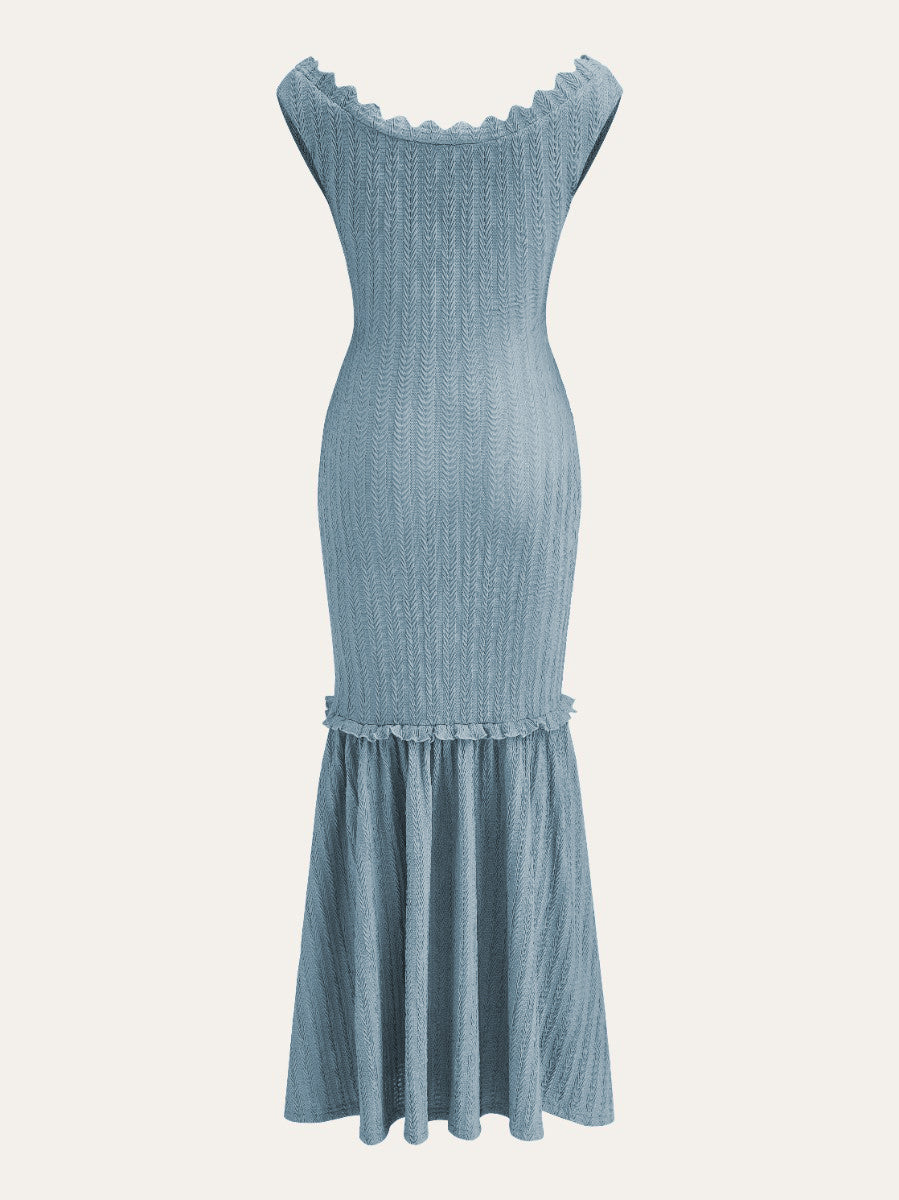 Romantische Off-Shoulder Ruffle Jurk Voor De Hedendaagse Vrouw – Luchtige Stof, Elegant Design & Perfect Voor Zomerbrunches of Avonduitjes.