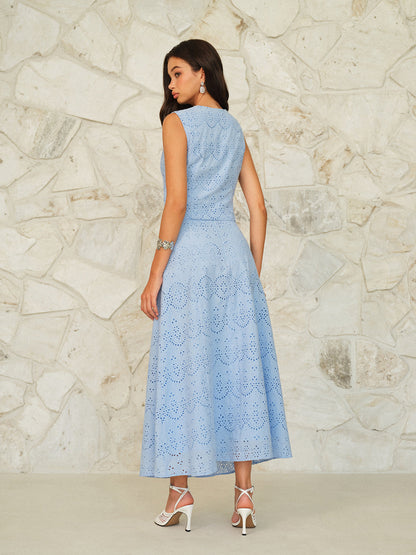 Maxi Rok Met Oogjespatroon Voor Modebewuste Vrouwen – Ademend Katoen, Stijlvolle Print & Perfect Voor Zomerse Feestjes En Casual Uitjes.