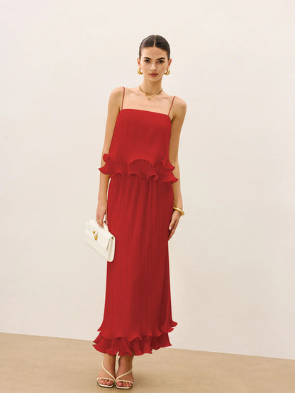 Elegante Gelaagde Plissé Rokken Set Voor Dames – Luchtige Stof, Speelse Rimpels & Perfect Voor Feestelijke Gelegenheden.