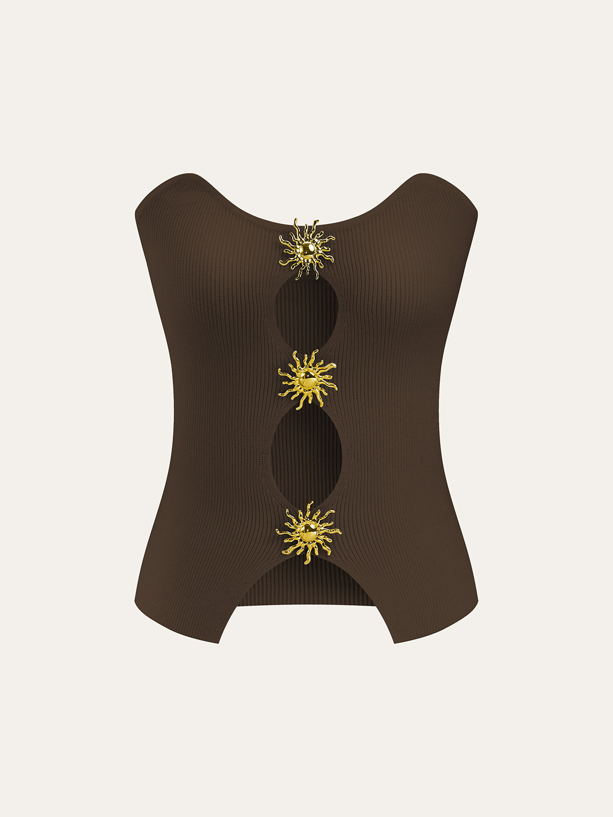 Gebreid Sweater Vest Voor Modebewuste Vrouwen – Elegant Metalen Uitsnijdingen, Verfijnde Textuur & Perfect Voor Lagen Over Stijlvolle Outfits.