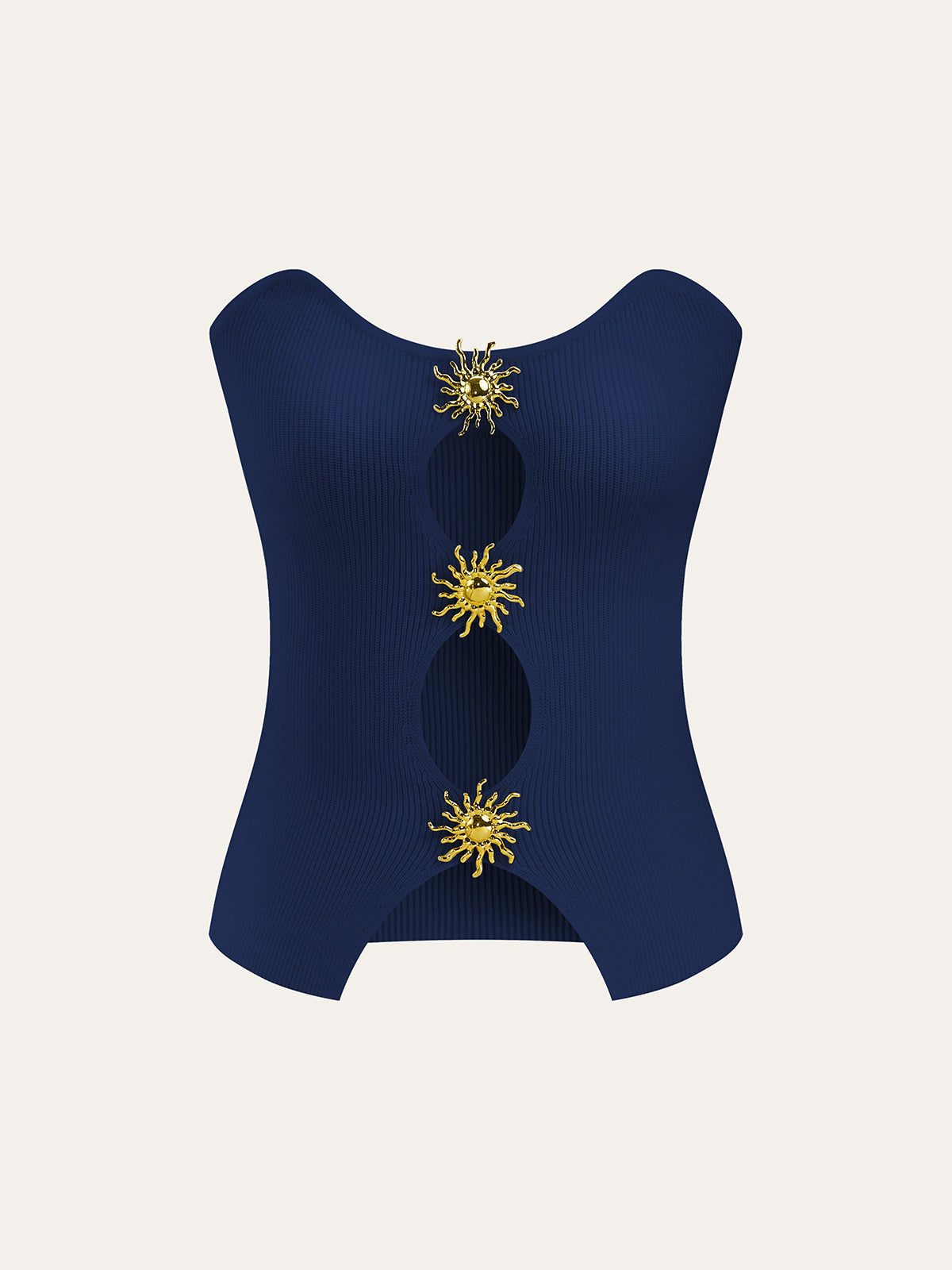 Gebreid Sweater Vest Voor Modebewuste Vrouwen – Elegant Metalen Uitsnijdingen, Verfijnde Textuur & Perfect Voor Lagen Over Stijlvolle Outfits.