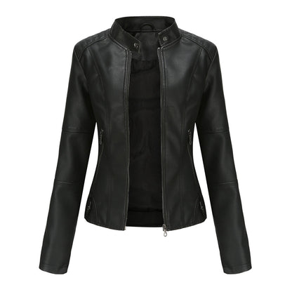 Fitted Leren Jas Met Bikerstijl