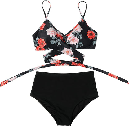 High-waist bikini met gekruiste top voor dames – corrigerende fit, verstelbaar & zomerproof