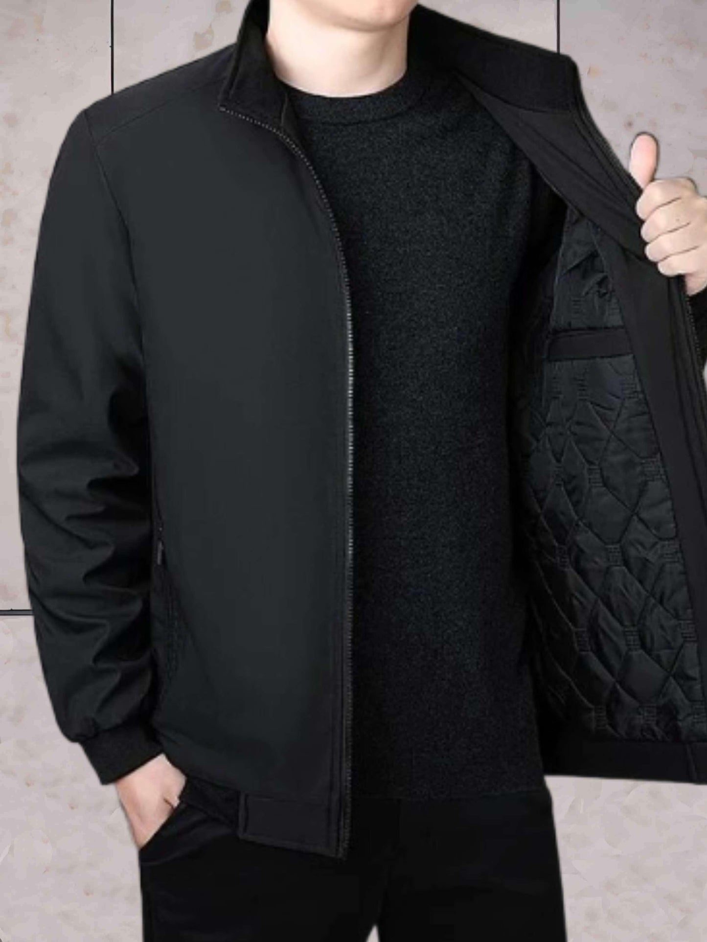 Gewatteerde Herenjas Met Nette Afwerking – Stijlvol Comfort Voor Frisse Werkdagen