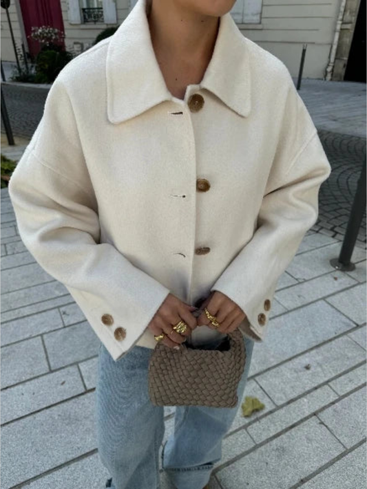 Oversized Dames Jas Met Knoopsluiting