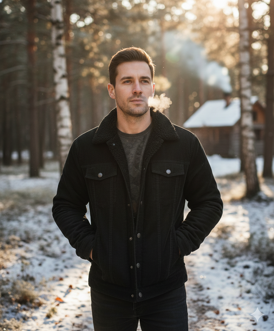 Weerbestendige Heren Jas Met Corduroy Look En Warme Teddy Voering