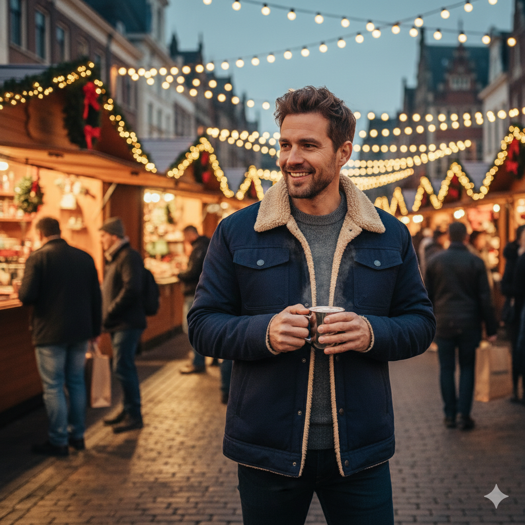 Heren Gevoerde Winterjas Met Sherpa Voering – Warme Outdoor Tussenjas Voor Herfst En Winter