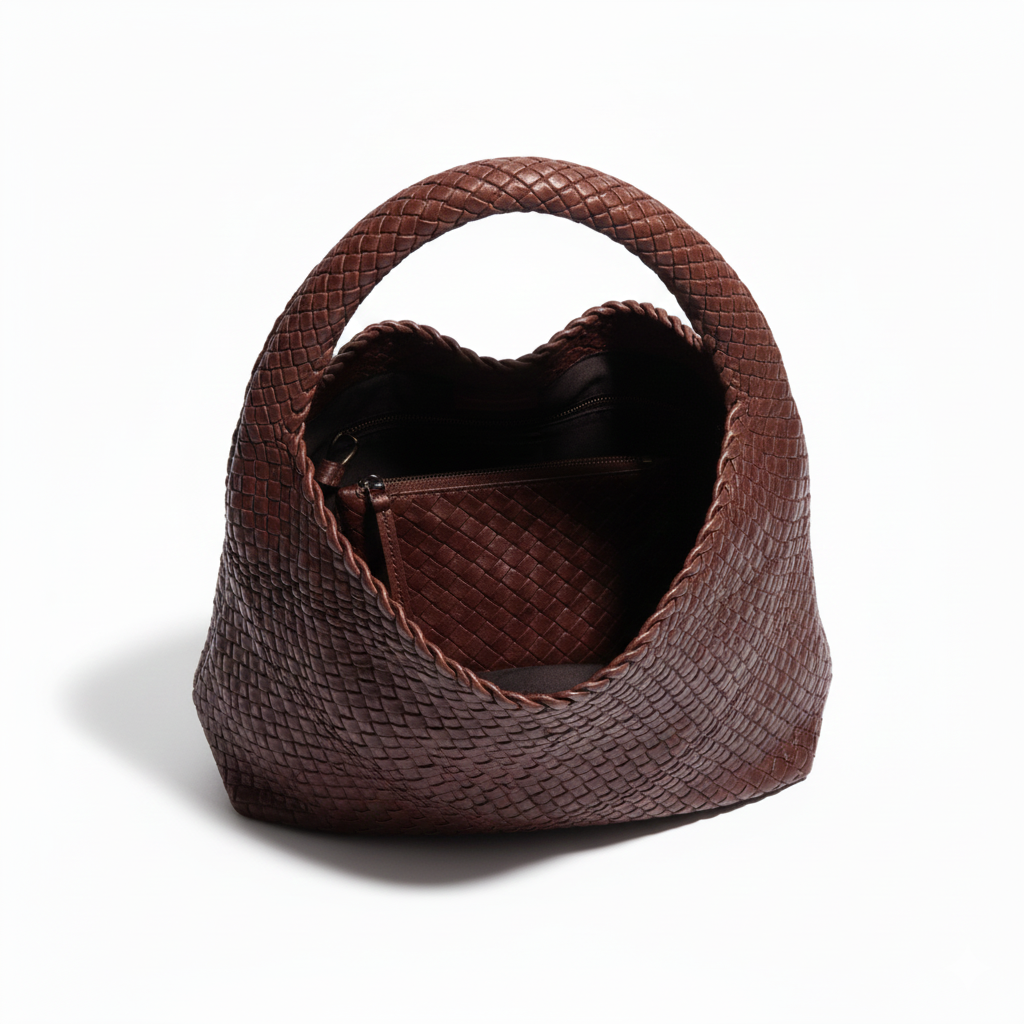 Luxe Gevlochten Schoudertas Met Bijpassende Pouch / 2-in-1 Set Voor Werk, Stad & Dagelijks Gebruik (Vier Seizoenen)