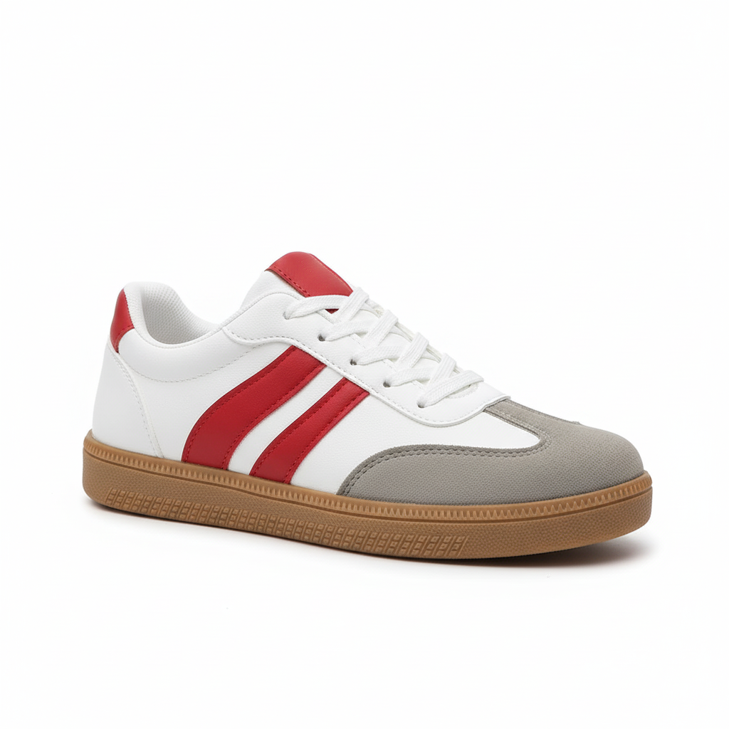 Sneakers Met Veters En Klassieke Retro Look en Gumzool