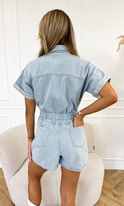 Denim Playsuit Met Stretch