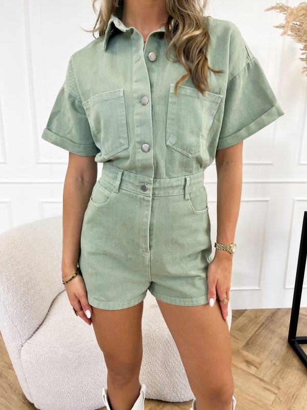 Denim Playsuit Met Stretch