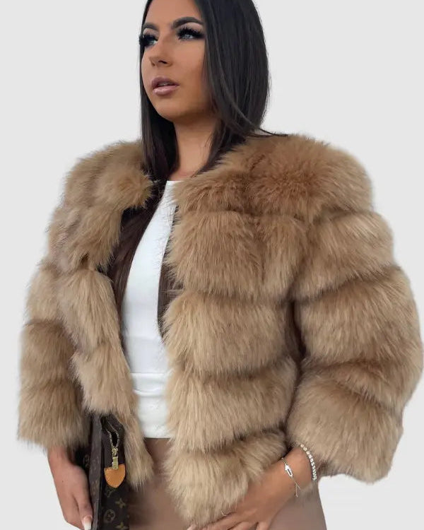 Dames Faux Fur Cropped Jas