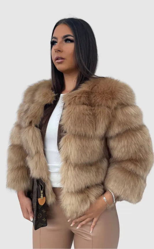Dames Faux Fur Cropped Jas