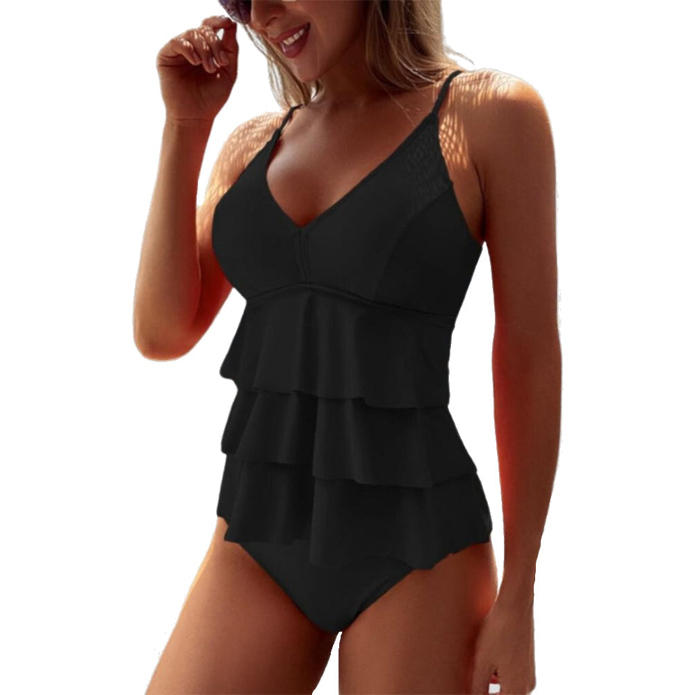 Bikini met gelaagde top voor dames – corrigerende pasvorm, verstelbaar & zomerproof