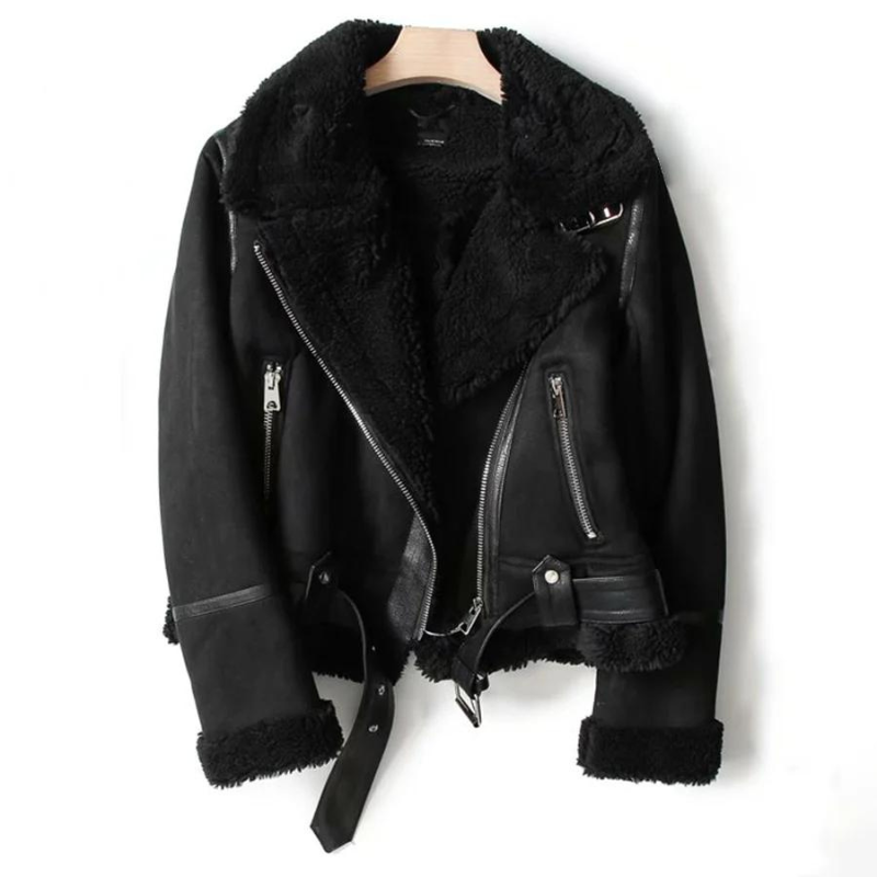 Shearling Bikerjack Met Stoere Look
