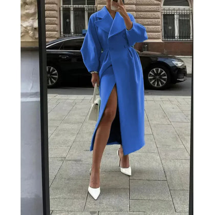 Lange Mantel Voor Dames – Elegante Tailoring, Oversized Revers & Naadloze Sluiting – Herfst En Winter