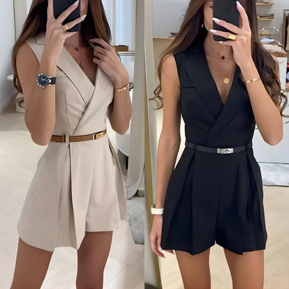 Elegante Mouwloze Blazer Playsuit Met Riem – Krachtig En Stijlvol In Één Look