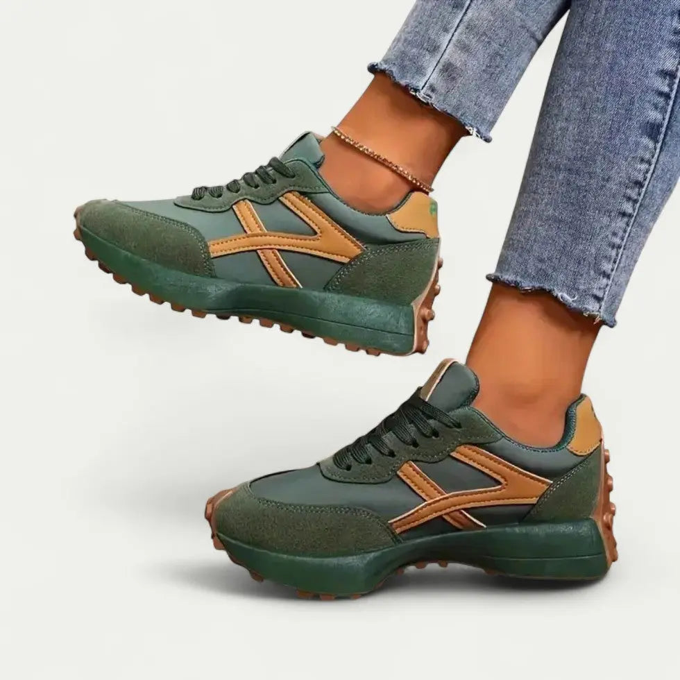 Dames Sneakers Met Veters En Sportieve Retro Look