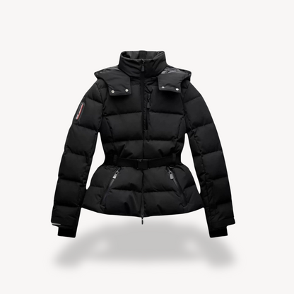 Zwarte Dames Belted Puffer Jas