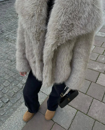 Dames Winterjas Met Luxe Faux Fur En Lange Pasvorm