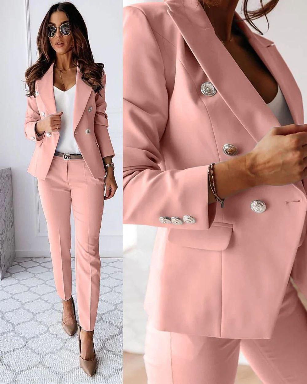 Damespak Met Getailleerde Blazer En Slim Fit Pantalon – Perfect Voor Lente, Zomer En Herfst