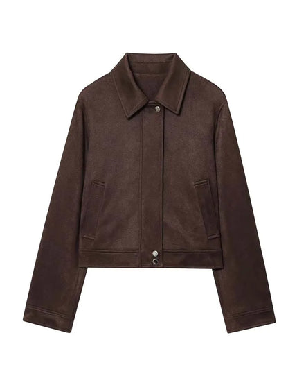 Dames Suède Look Bomberjack