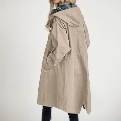 Tijdloze Dames Trenchcoat – Stijlvolle Lange Jas Met Capuchon En Knoopsluiting