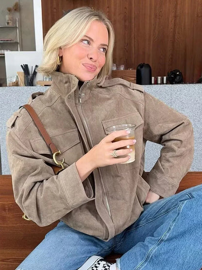 Suède Look Herfst Bomberjack Dames