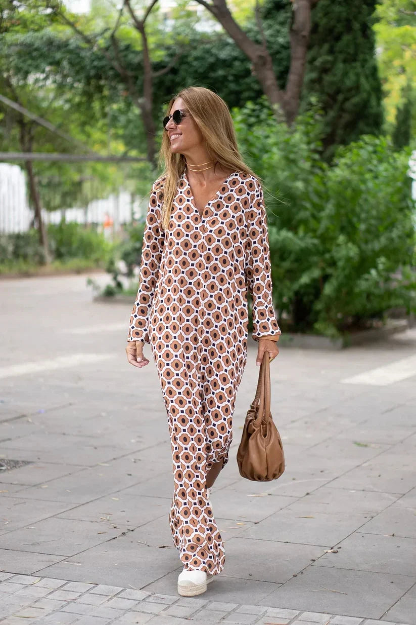 Luchtige Jumpsuit Met Retroprint – Stijlvolle One-Piece Voor Elke Dag