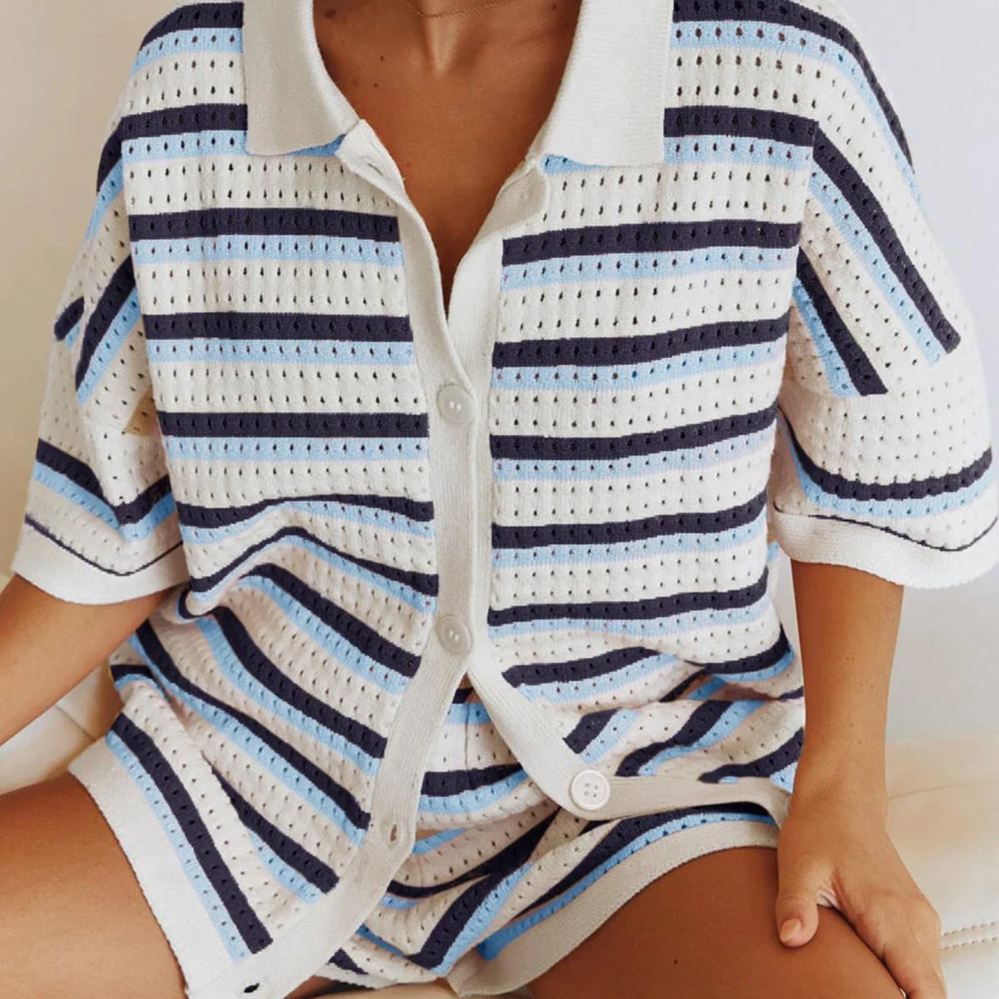 Luchtige Zomerset Met Streeppatroon – Comfortabele Co-Ord Voor Zonnige Dagen