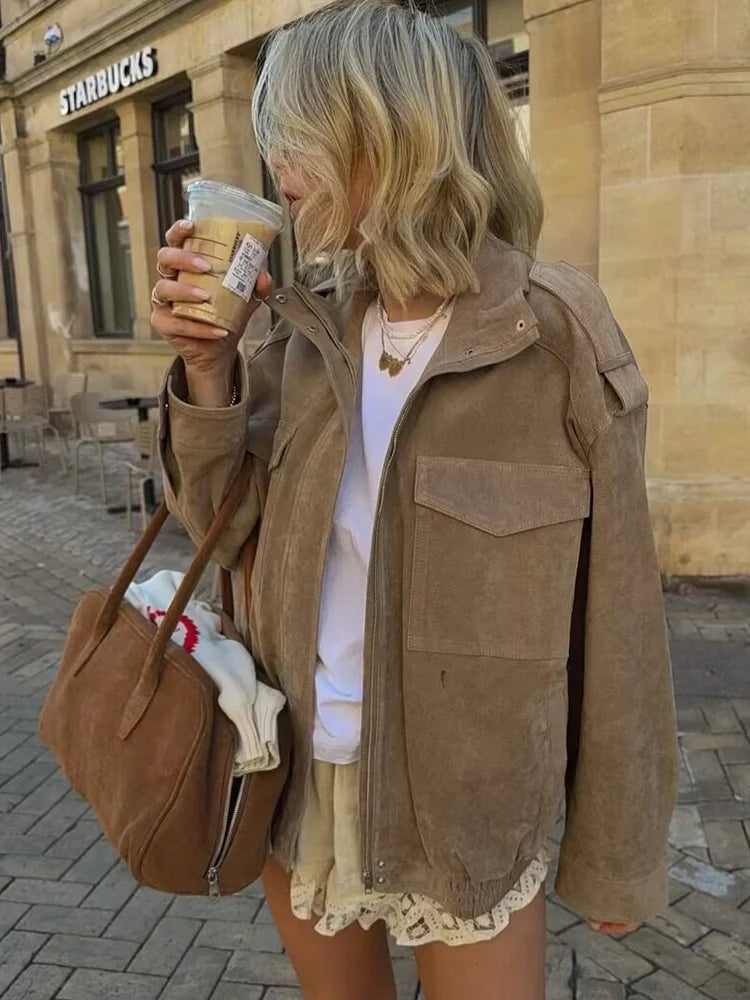 Suède Look Herfst Bomberjack Dames