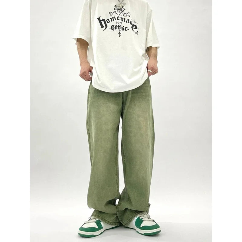 Groene Loose Fit Baggy Jeans
