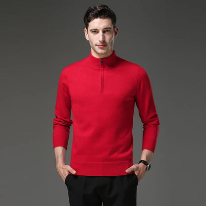 Heren Trui Met Halve Rits En Opstaande Kraag