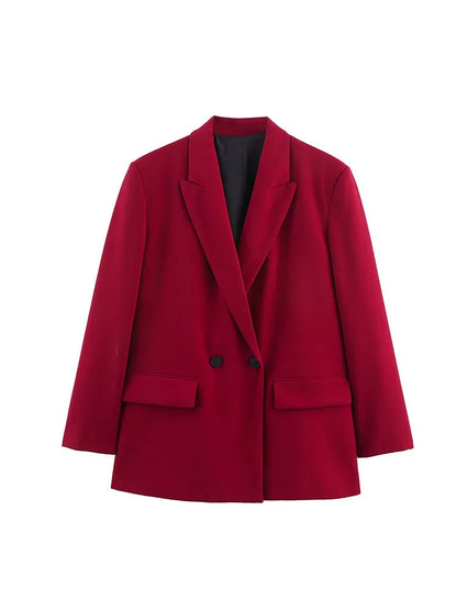 Dames Blazer Met Dubbele Knoopsluiting En Revers